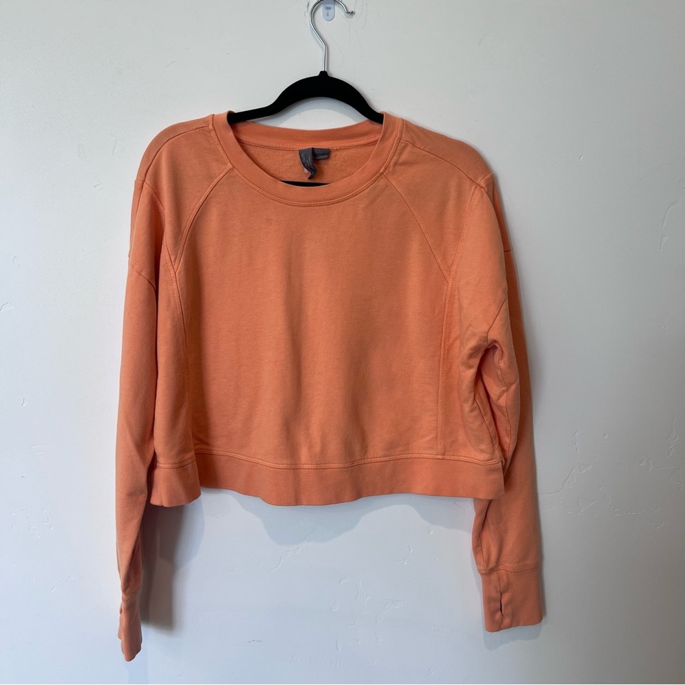 Sweaty Betty Orange Women's Cropped Sweatshirt Size Large Athleisure Sporty